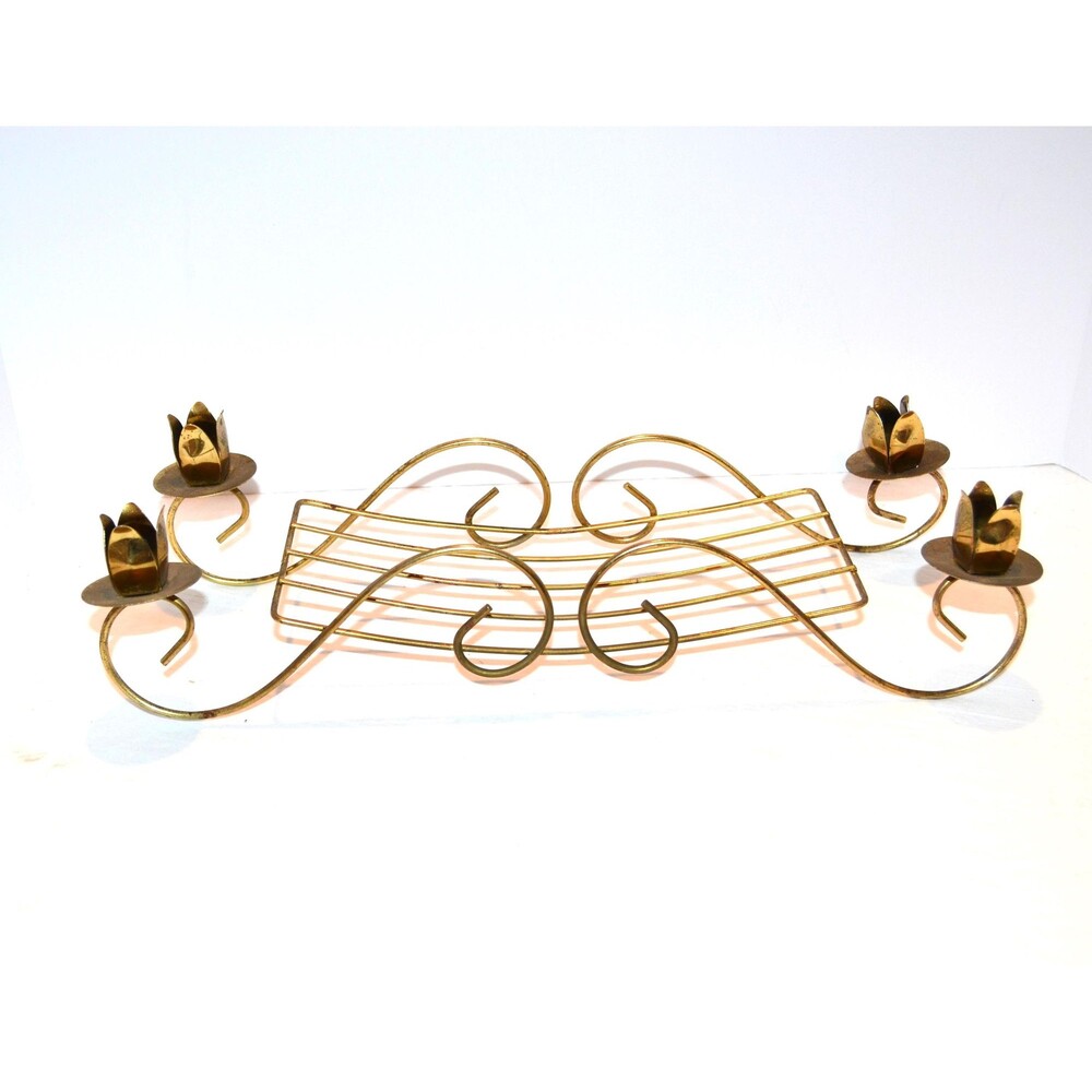 Vintage Tabletop Metal Candle Holder Flower Arrangement Wedding Party Gold